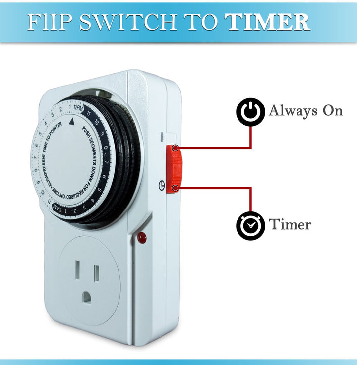 24 hour hydroponic timer on and off switch