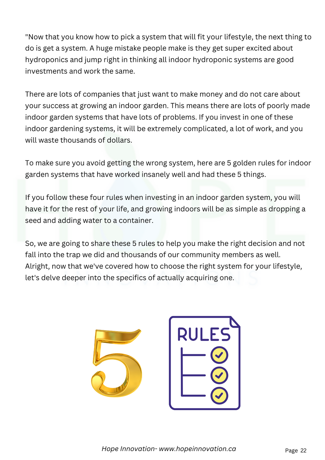 5 Golden Rules Hydroponic System