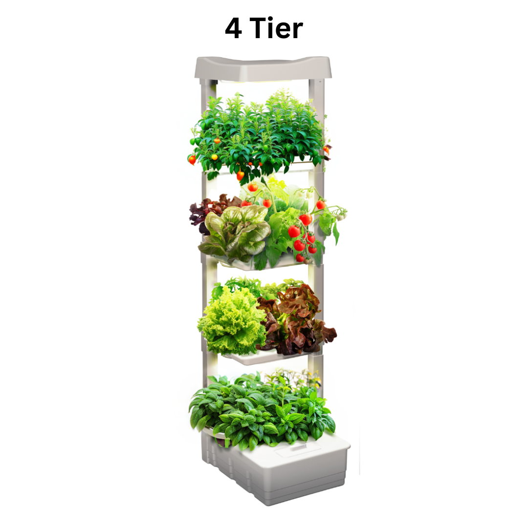 4-tier Eden Tower vertical hydroponic system by Hope Innovations.