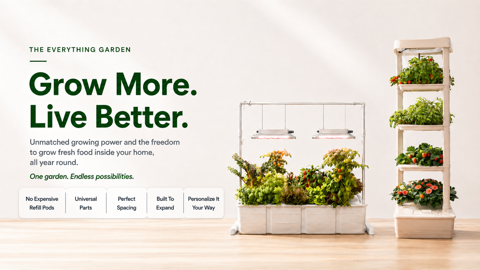 Here are the Ohana and Eden Tower Hydroponic Indoor Garden Systems. Best Indoor system with unmatched growing power