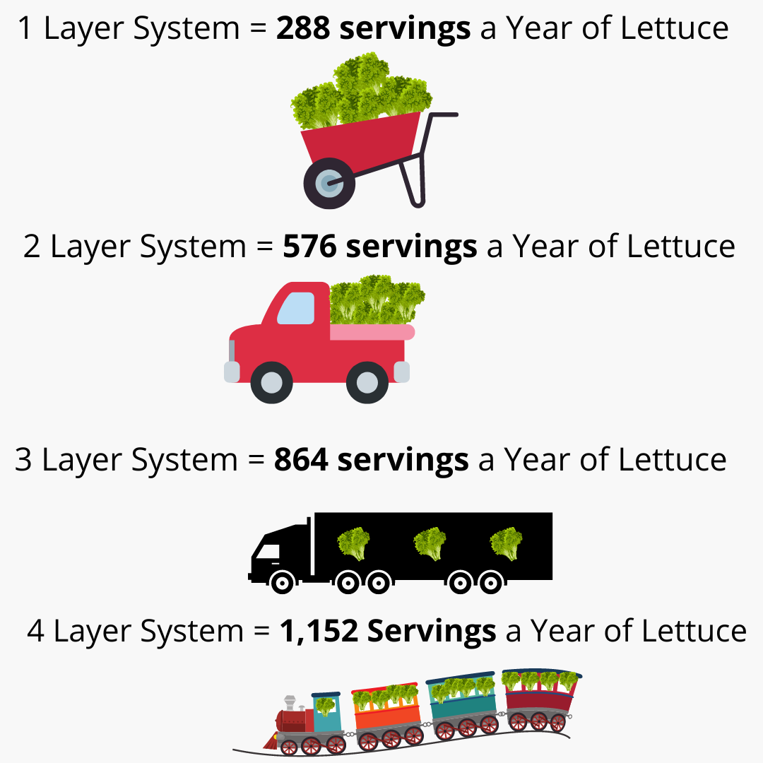 HOW MUCH FOOD EACH SYSTEM CAN GROW