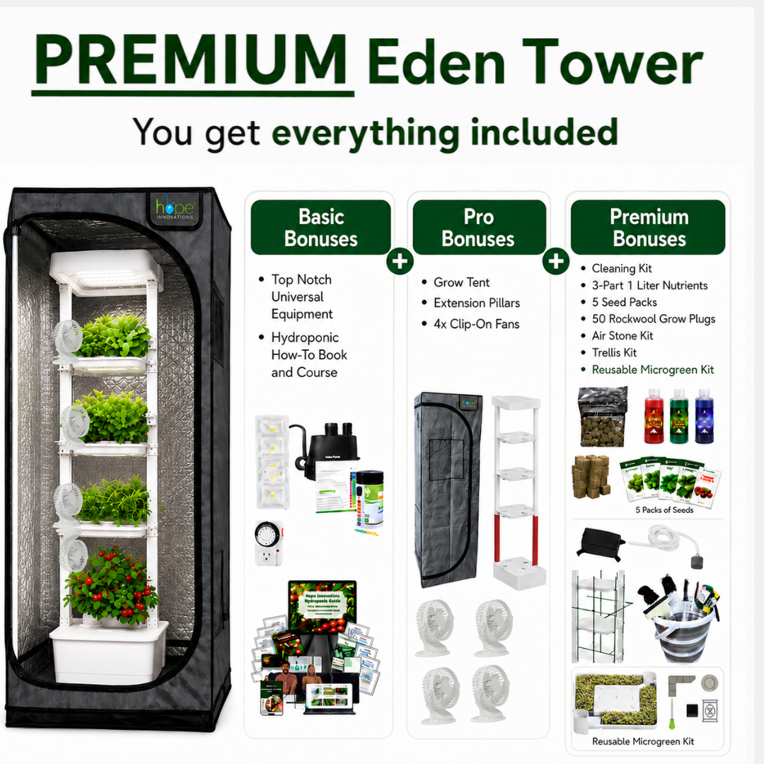 A picture showing what is included in the premium eden tower bundle.